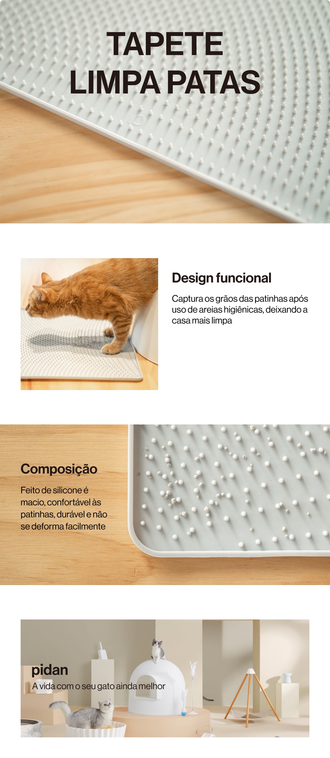 Encontre Tapete Limpa Patas Pidan Cinza para Gatos com entrega para todo o Brasil na Petlove. Te ajudamos a cuidar do seu pet como ele merece!