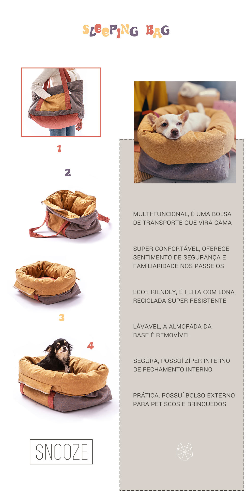 Encontre Bolsa Snooze Sleeping Bag com entrega para todo o Brasil na Petlove. Te ajudamos a cuidar do seu pet como ele merece!