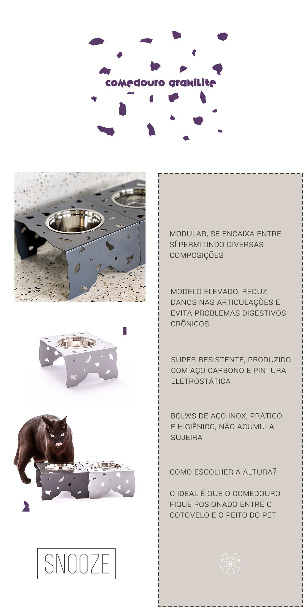 Encontre Comedouro Snooze Granilite Cinza Chumbo com entrega para todo o Brasil na Petlove. Te ajudamos a cuidar do seu pet como ele merece!