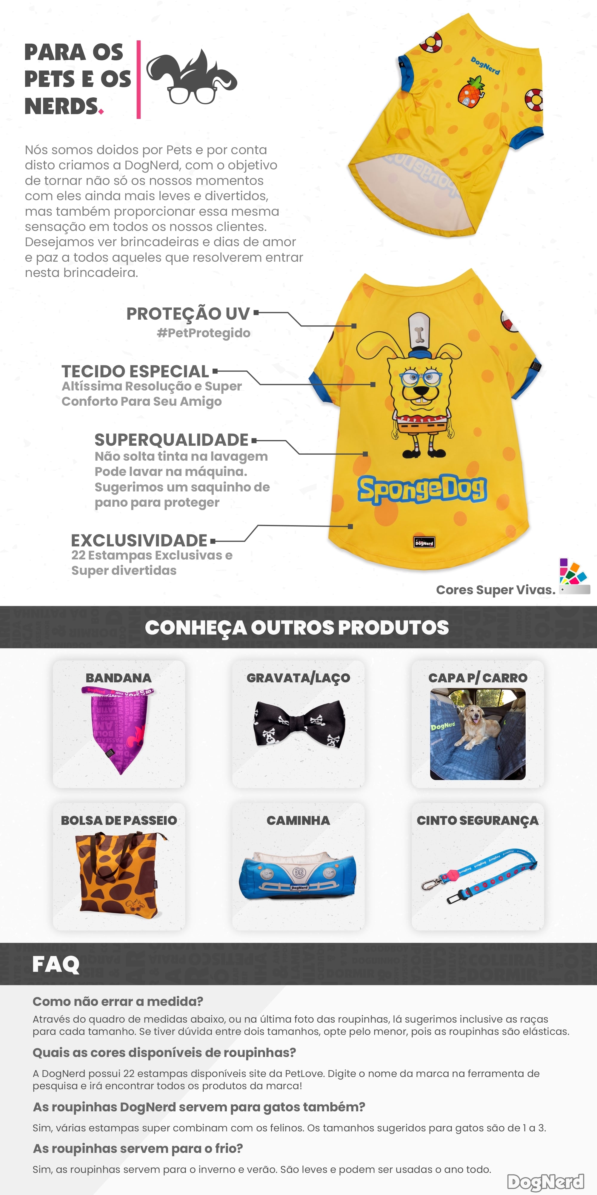 Encontre Camiseta Pet Sponge Dog com entrega para todo o Brasil na Petlove. Te ajudamos a cuidar do seu pet como ele merece!