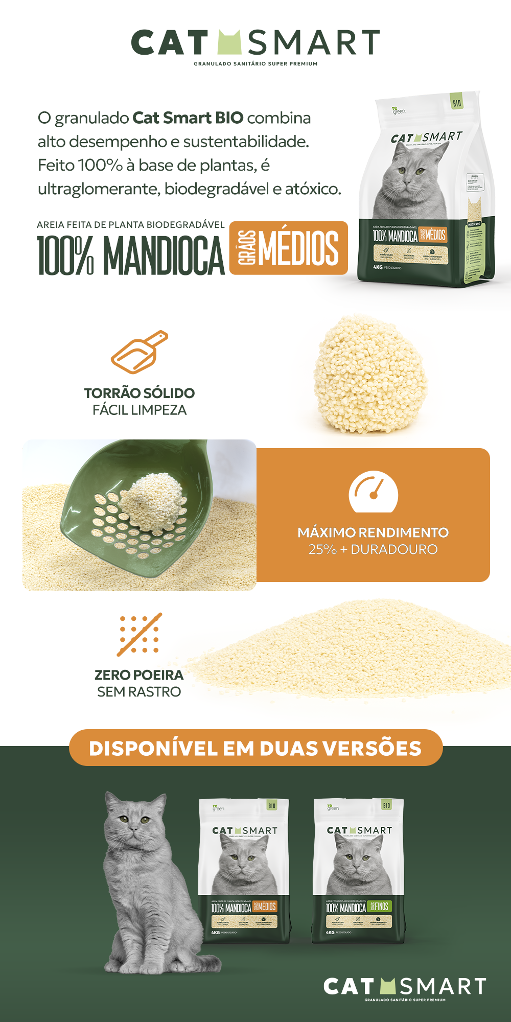 Encontre Granulado Sanitário Cat Smart Bio Grãos Médios para Gatos com entrega para todo o Brasil na Petlove. Te ajudamos a cuidar do seu pet como ele merece!