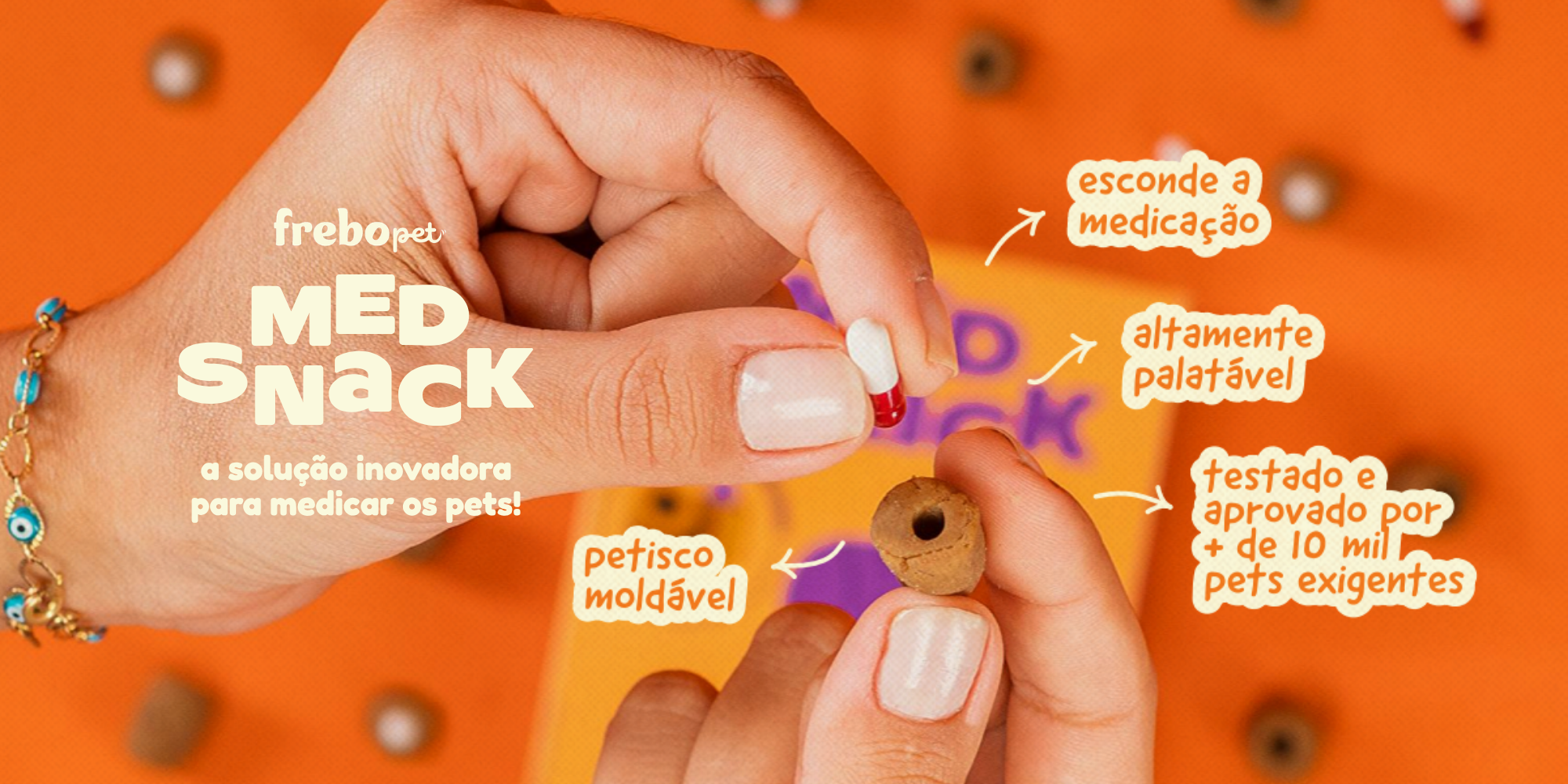 Encontre Petisco MedSnack Frebo Pet Esconde Comprimido para Gatos com entrega para todo o Brasil na Petlove. Te ajudamos a cuidar do seu pet como ele merece!