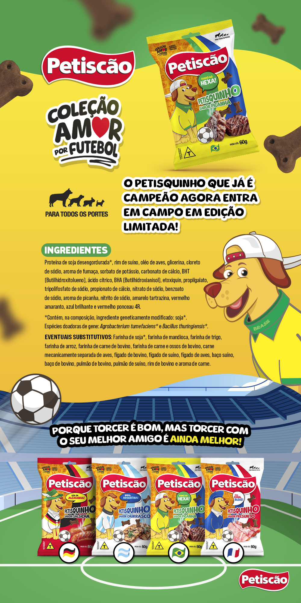 Encontre Biscoito Petiscão Brasil para Cães Sabor Picanha com entrega para todo o Brasil na Petlove. Te ajudamos a cuidar do seu pet como ele merece!