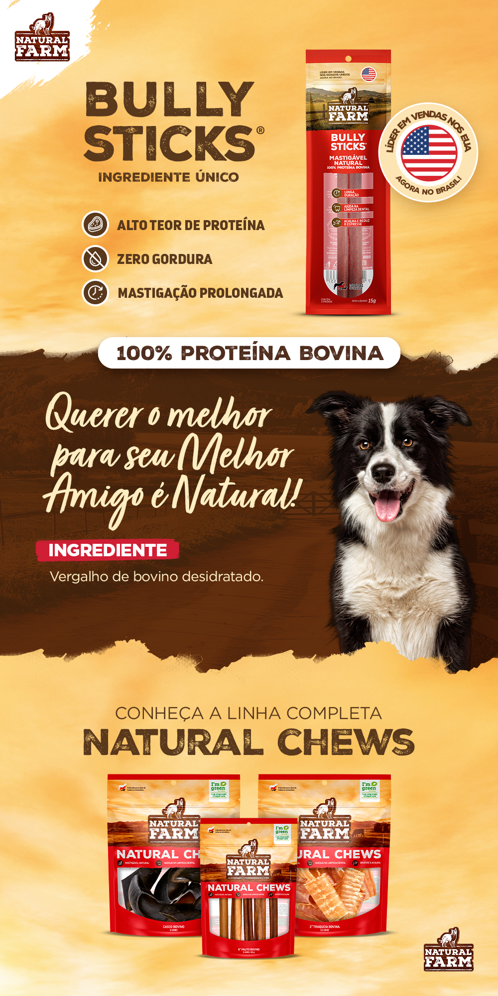 Encontre Petisco Natural Farm Bully Sticks para Cães com entrega para todo o Brasil na Petlove. Te ajudamos a cuidar do seu pet como ele merece!